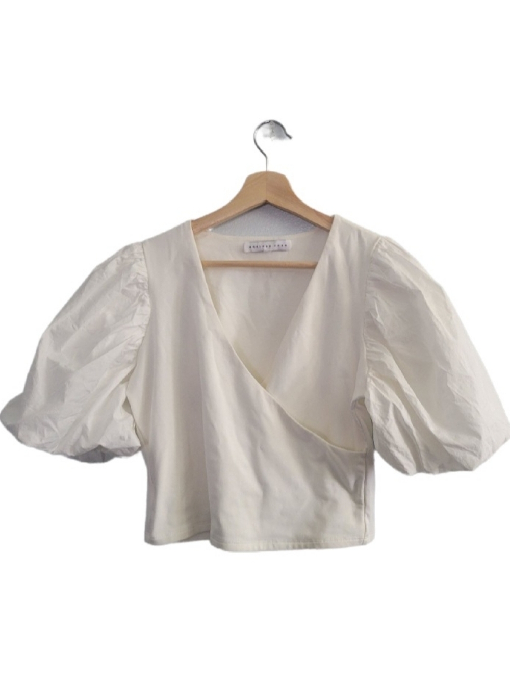 ENDLESS ROSE Puff Sleeve Crop Top Size S Ivory Wray Style Romantic Chic